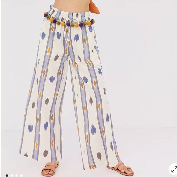 Anthropologie Pants - NWT Mari Anthropologie OLLARI POM POM WIDE-LEG TROUSERS Size Small